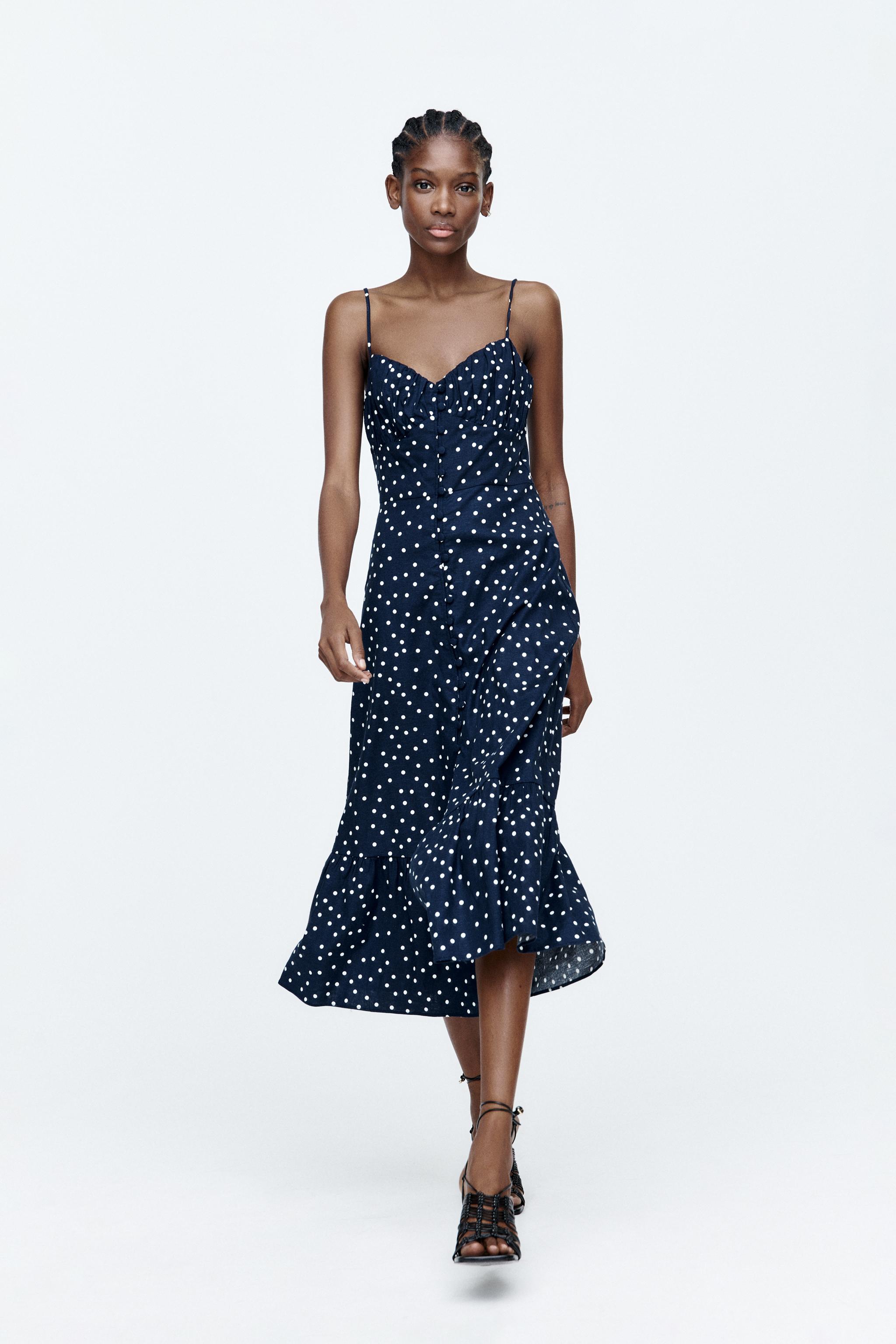 Linen polka dot dress hotsell